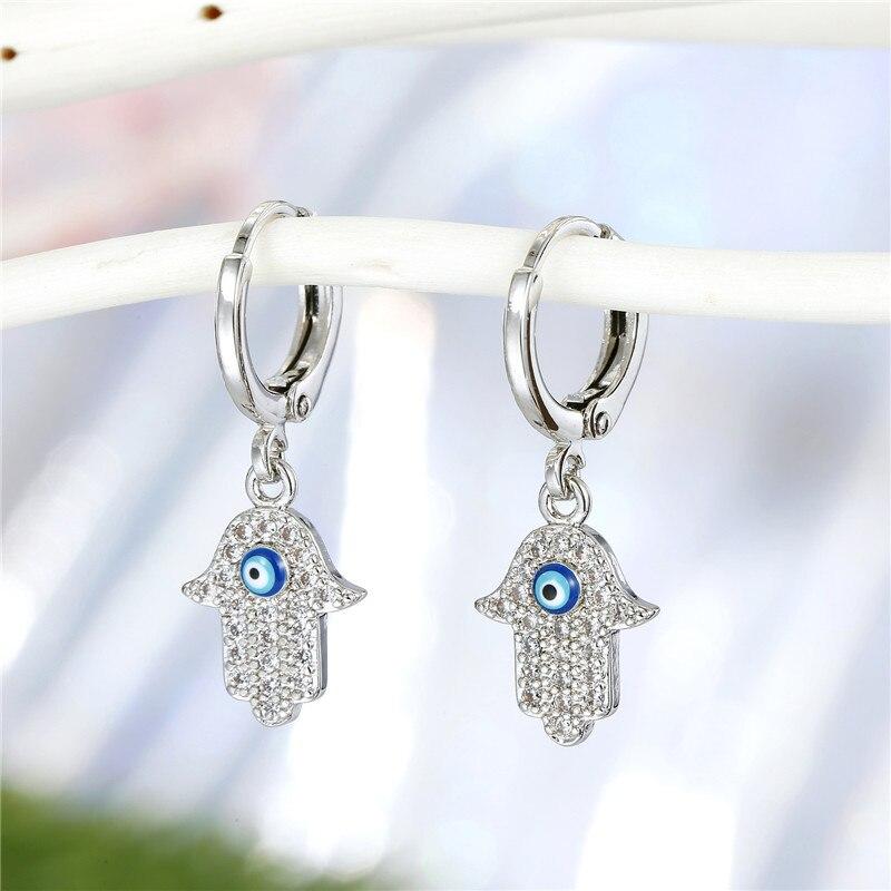 Crystal Evil Eye & Hamsa Hand Earrings