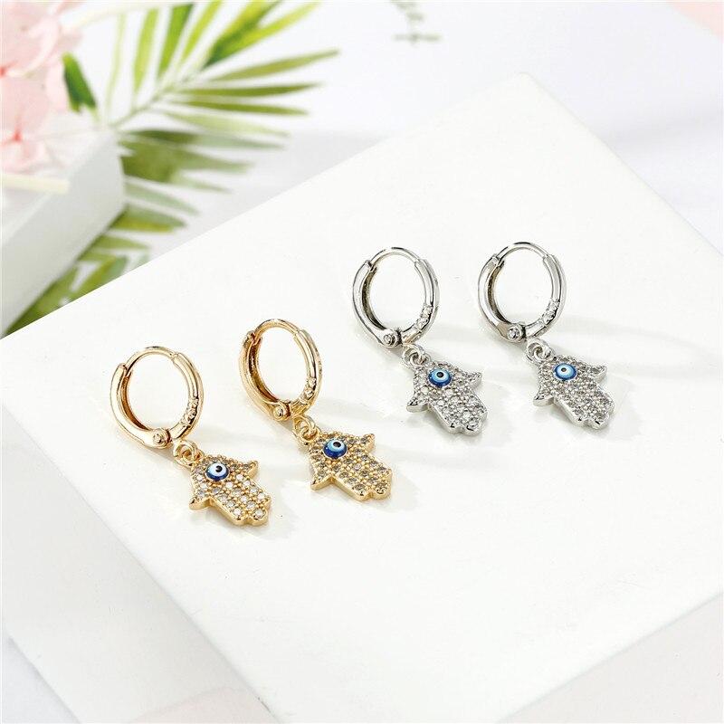 Crystal Evil Eye & Hamsa Hand Earrings