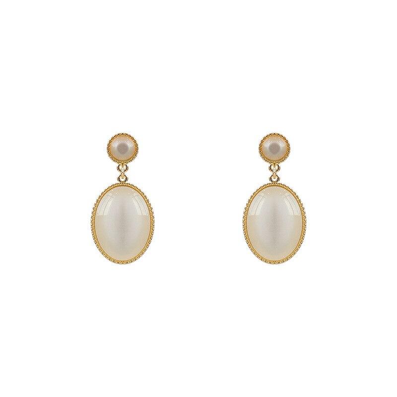 White Stone Drop Earrings