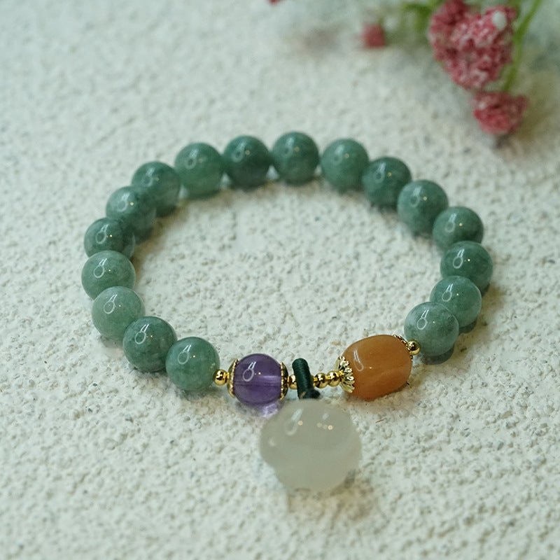 Lotus • Emerald Jade Stone & Agate Bracelet