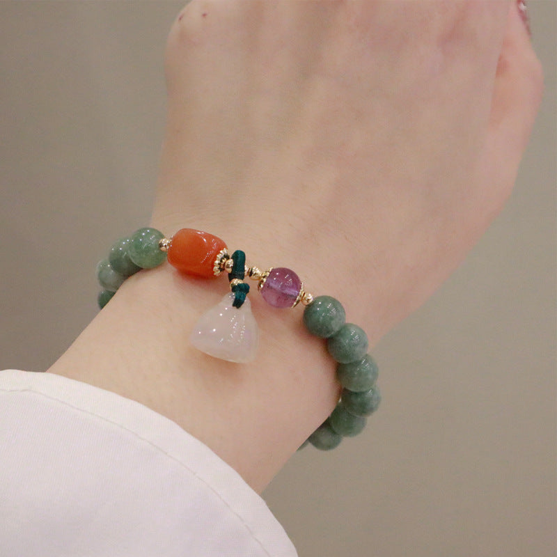 Lotus • Emerald Jade Stone & Agate Bracelet