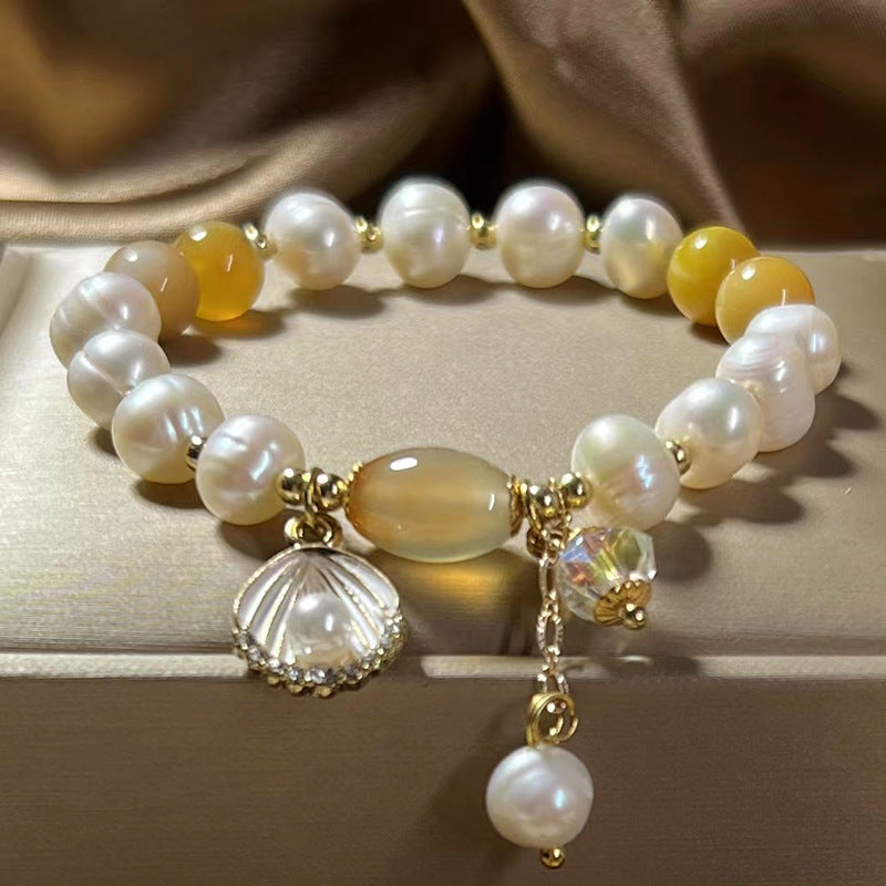 Fritillaria • Natural pearl and agate bracelet