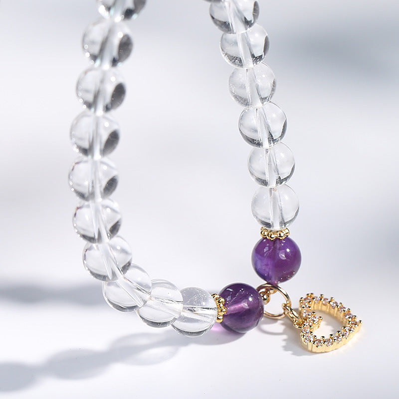 Hollow love • White crystal bracelet