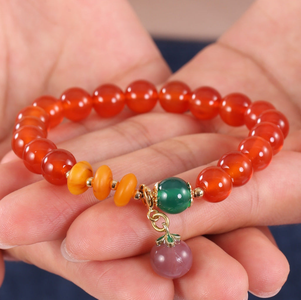 Juicy Peach • Red Agate Bracelet