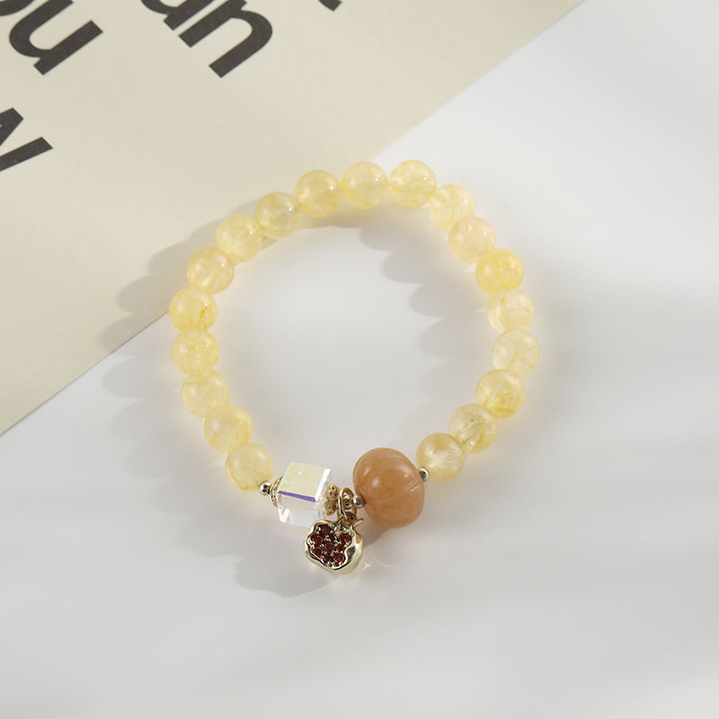 Natural Citrine & Garnet Pumpkin Bracelet