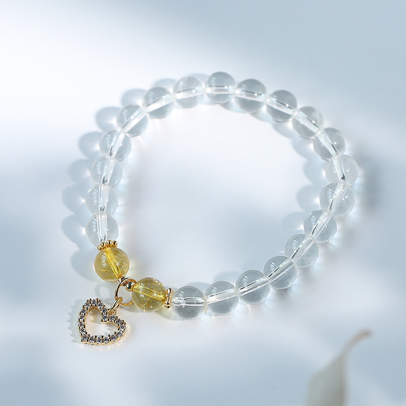 Hollow love • White crystal bracelet