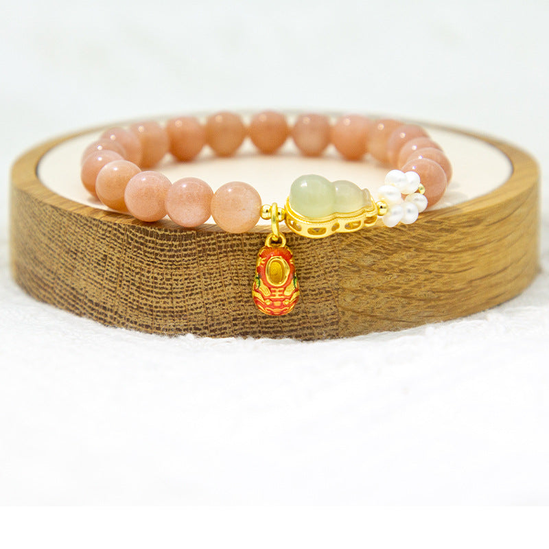 Avocados • Natural Sunstone Emerald Jade stone Bracelet