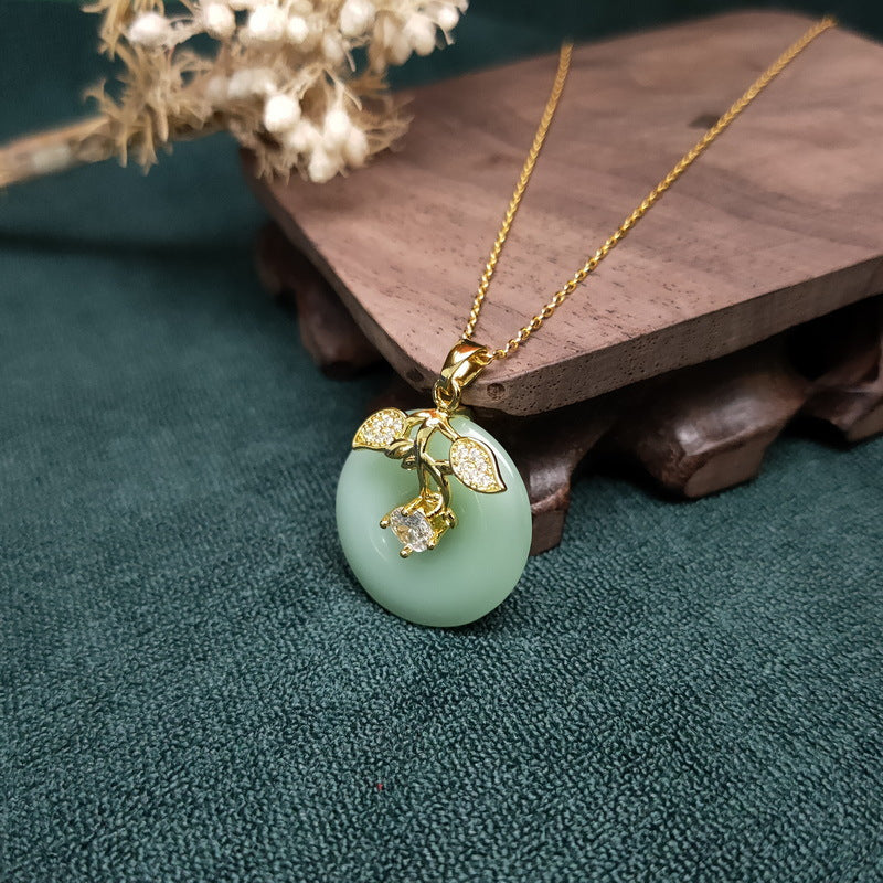 Vitality • Lucky Buckle Emerald Jade stone Necklace