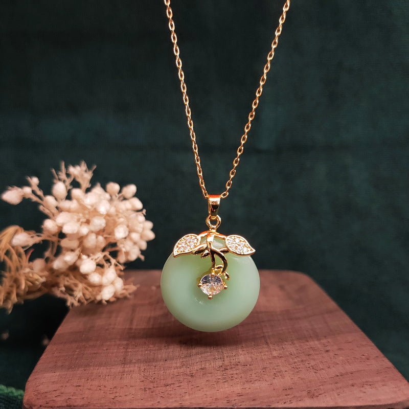 Vitality • Lucky Buckle Emerald Jade stone Necklace