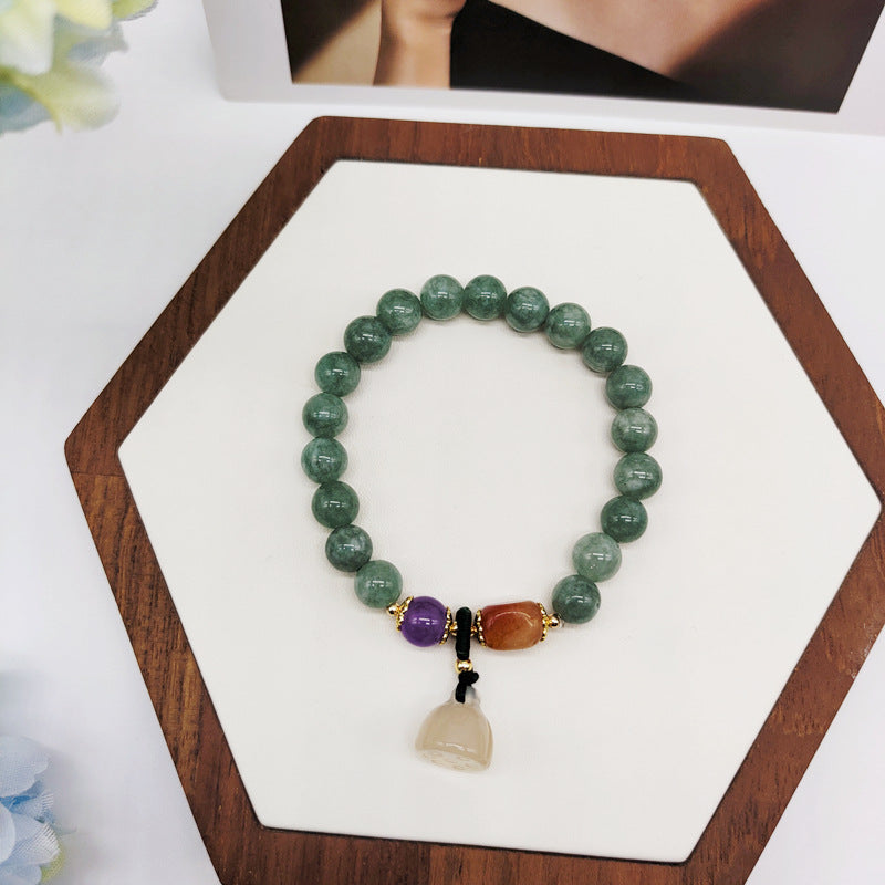 Lotus • Emerald Jade Stone & Agate Bracelet