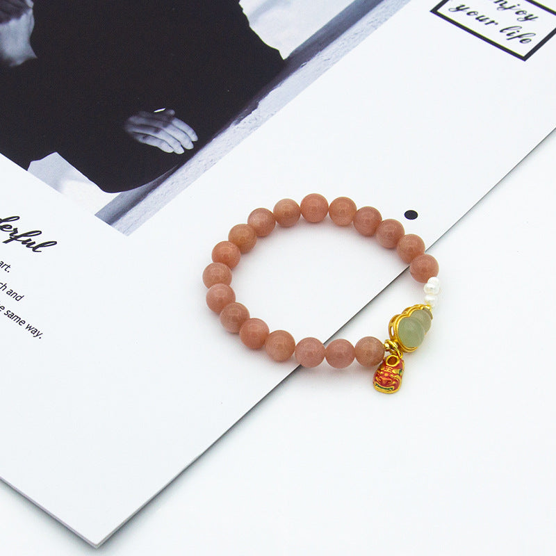 Avocados • Natural Sunstone Emerald Jade stone Bracelet