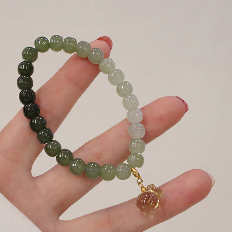 Lucky Bag • gradient Emerald Jade stone bracelet