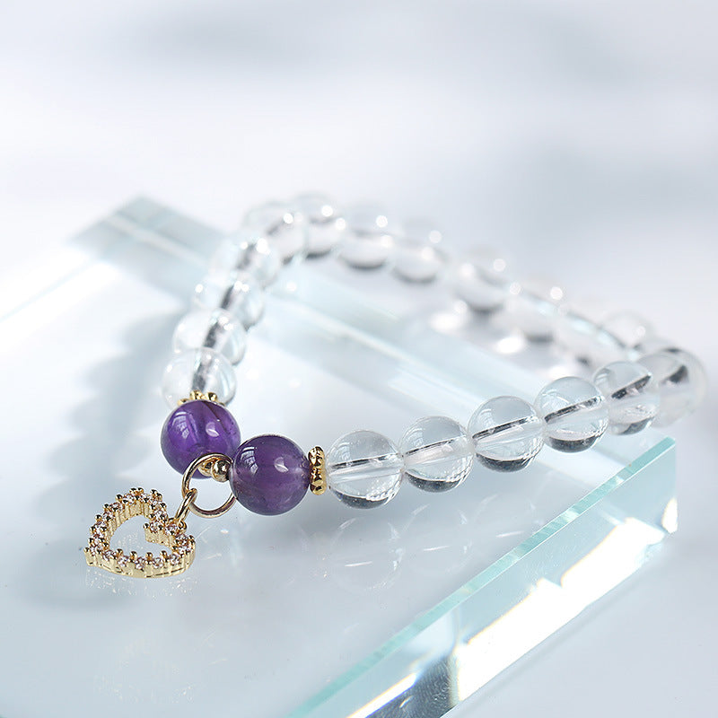 Hollow love • White crystal bracelet