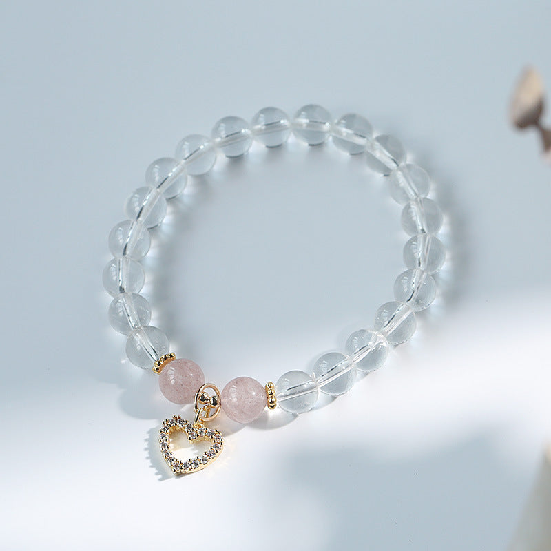 Hollow love • White crystal bracelet