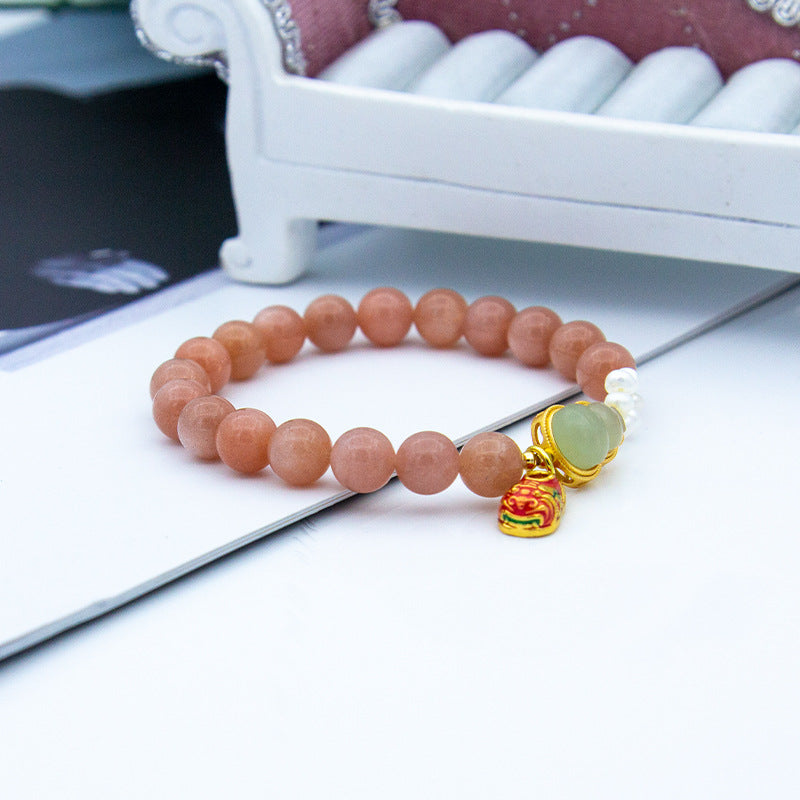 Avocados • Natural Sunstone Emerald Jade stone Bracelet